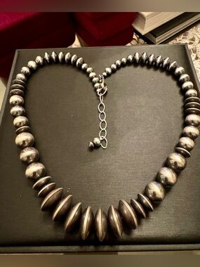 Navajo Sterling Silver Pearl Necklace 17” -2” Extender